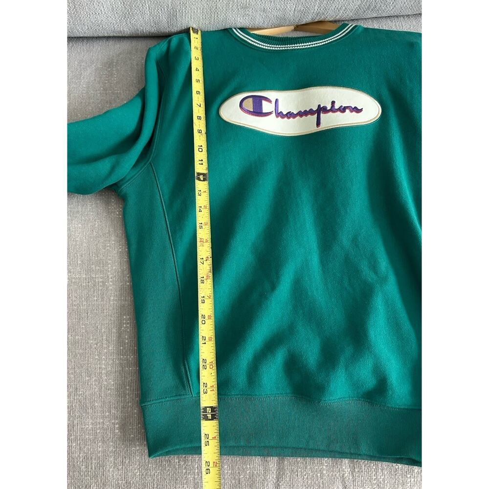 Vintage Champion Reverse Weave Sweatshirt Retro Green Oval Logo S - Picture 9 of 9